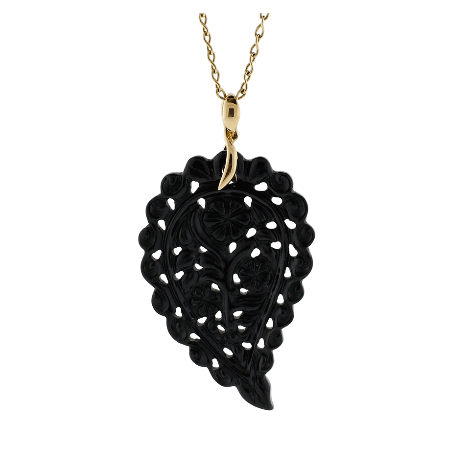 TAMARA COMOLLI-Large Black Onyx Carved India Pendant-ROSE GOLD