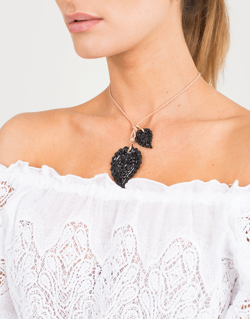 TAMARA COMOLLI-Large Black Onyx Carved India Pendant-ROSE GOLD