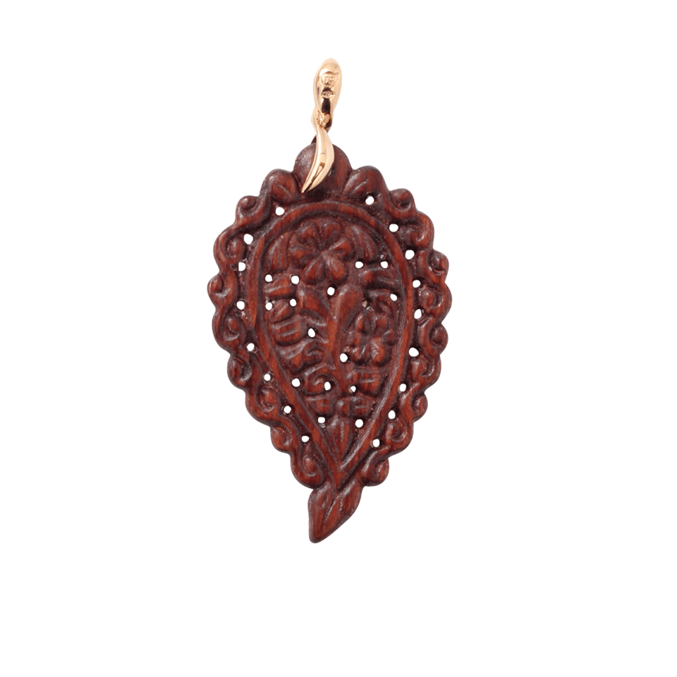TAMARA COMOLLI-Large Carved Bubinga Wood India Pendant-ROSE GOLD