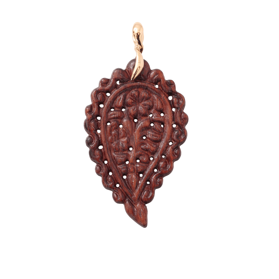 TAMARA COMOLLI-Large Carved Bubinga Wood India Pendant-ROSE GOLD