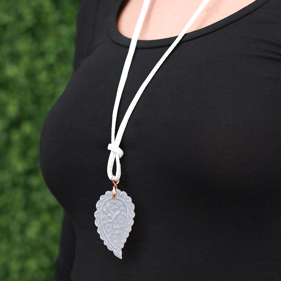 TAMARA COMOLLI-Large Grey Chalcedony India Pendant-ROSE GOLD
