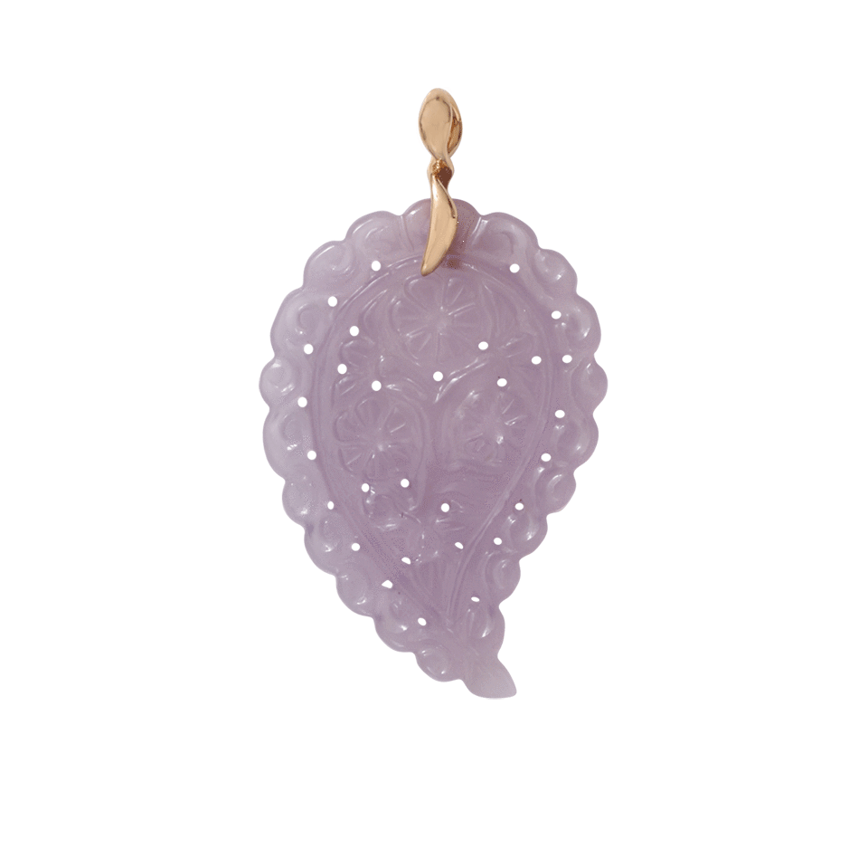 TAMARA COMOLLI-Large Lavender Chalcedony Carved India Pendant-ROSE GOLD