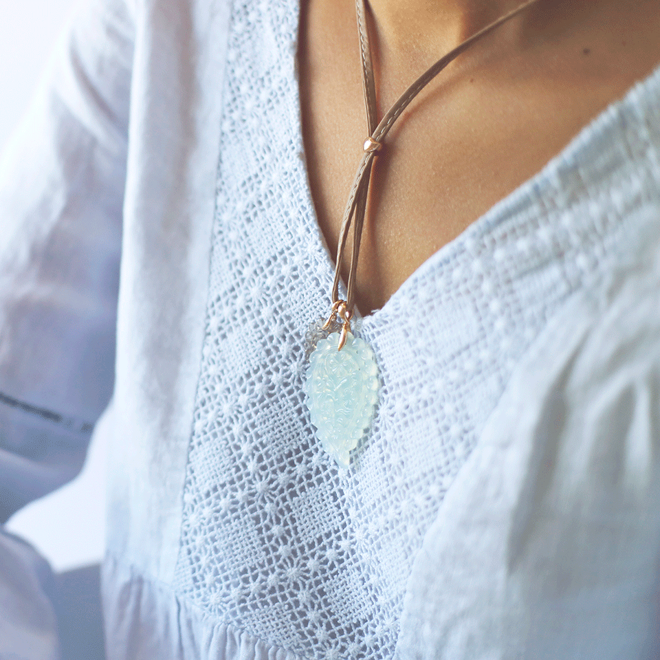 TAMARA COMOLLI-Medium Aqua Chalcedony India Pendant-ROSE GOLD