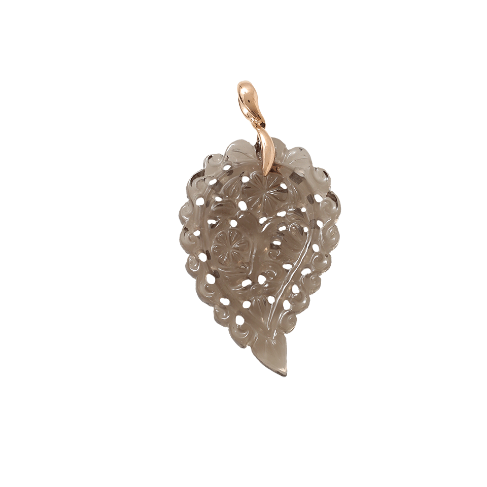 TAMARA COMOLLI-Medium Smoky Quartz Carved India Pendant-ROSE GOLD