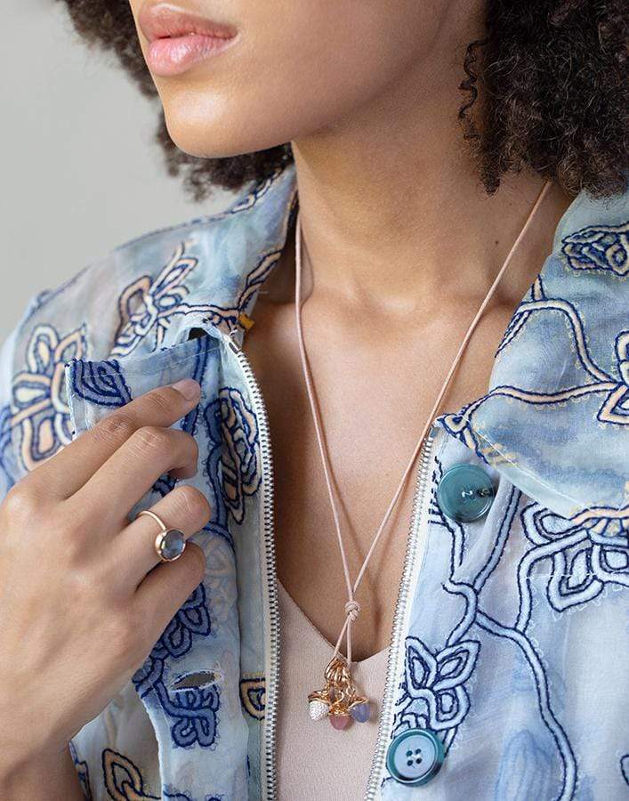 TAMARA COMOLLI-Pink Chalcedony Mikado Flamenco Pendant-ROSE GOLD