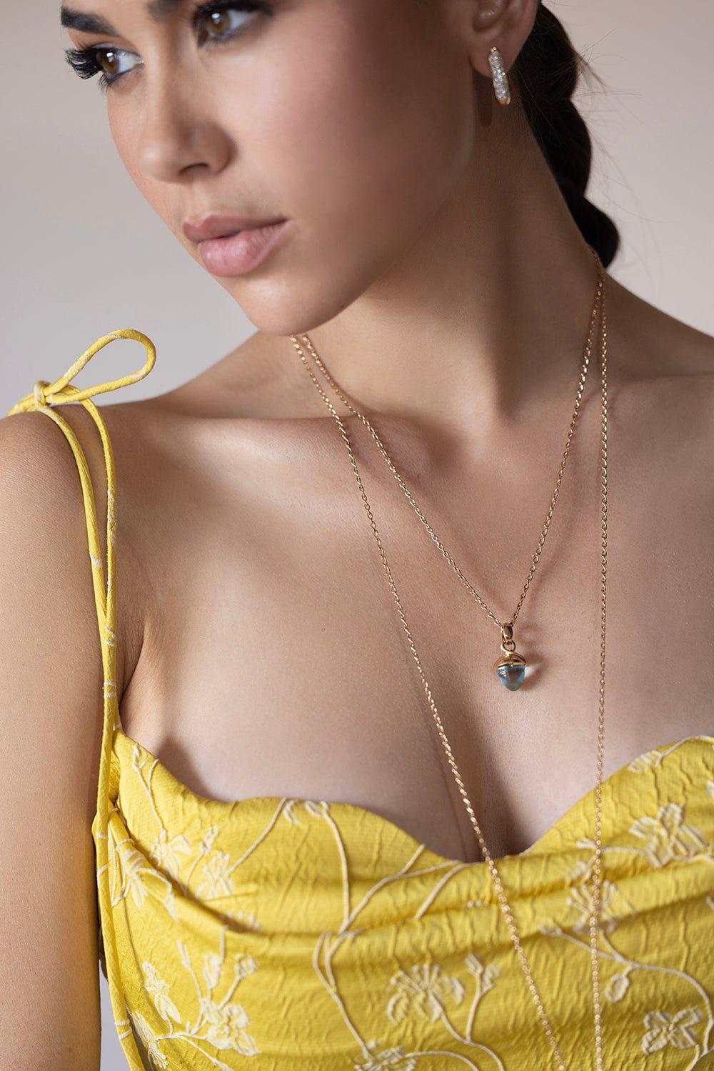 TAMARA COMOLLI-Sky Topaz Mikado Bouquet Pendant-ROSE GOLD