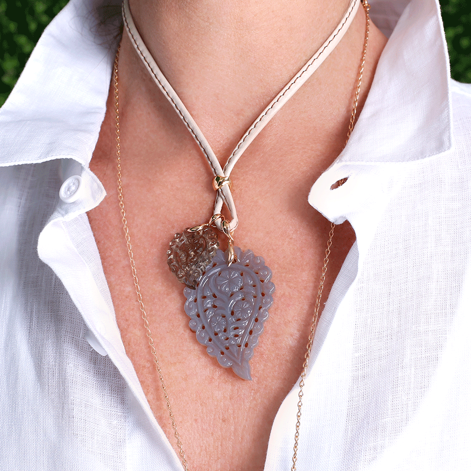 TAMARA COMOLLI-Small Carved Smokey Quartz India Pendant-ROSE GOLD