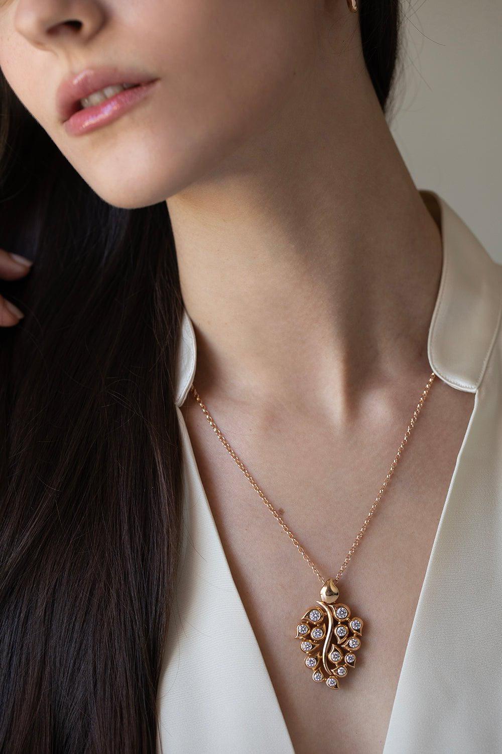 TAMARA COMOLLI-Snowflake Leaf Pendant-ROSE GOLD