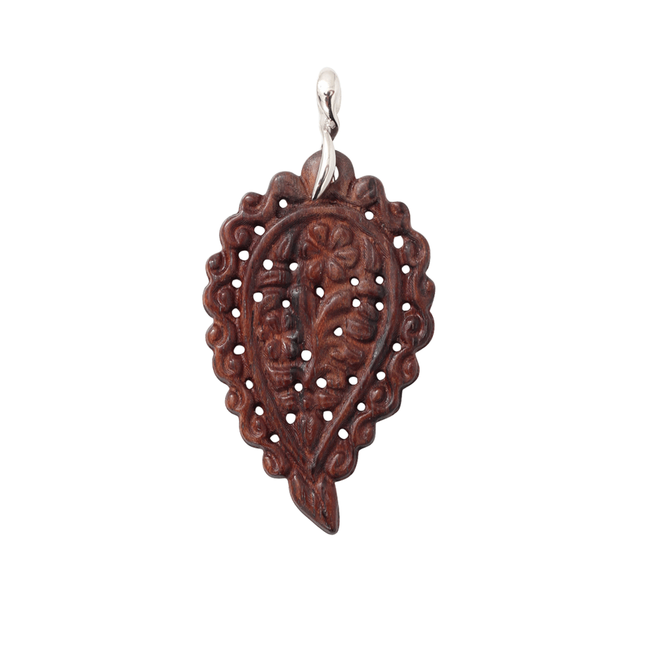 TAMARA COMOLLI-Large Bubinga Wood Carved India Pendant-WHITE GOLD