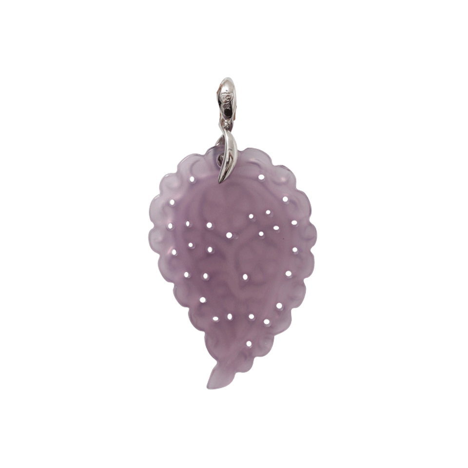 TAMARA COMOLLI-Large Lavender Chalcedony Carved India Pendant-WHITE GOLD