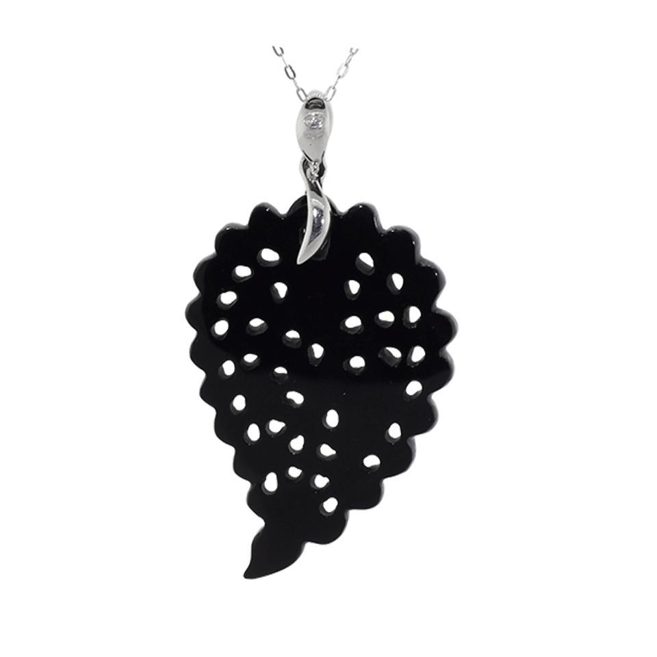 TAMARA COMOLLI-Medium Carved Black Onyx India Pendant-WHITE GOLD
