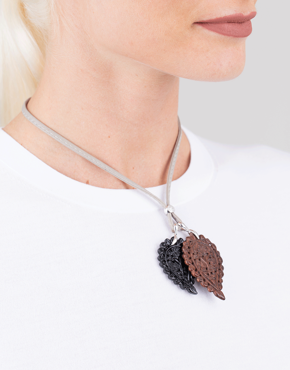 TAMARA COMOLLI-Medium Carved Black Onyx India Pendant-WHITE GOLD