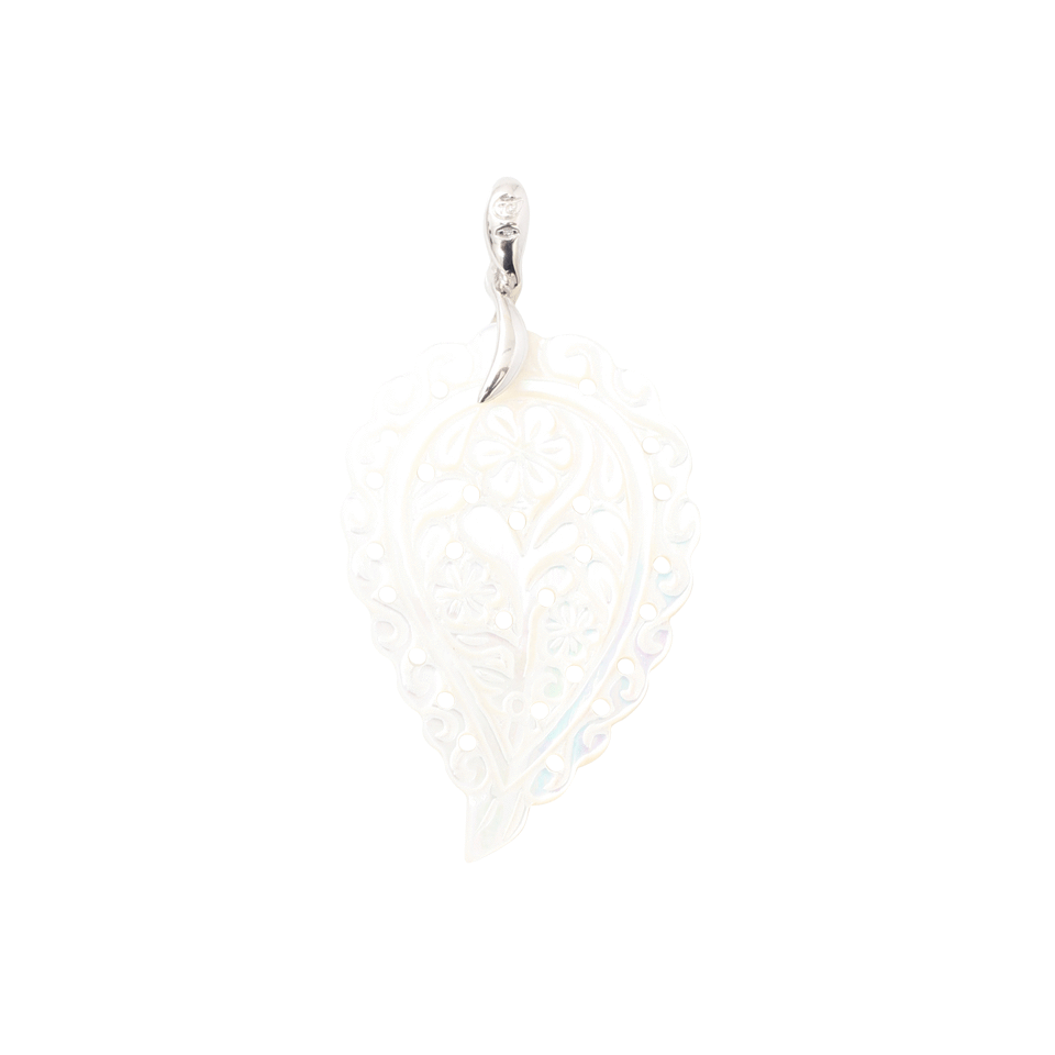 TAMARA COMOLLI-Medium Carved Mother Of Pearl India Pendant-WHITE GOLD