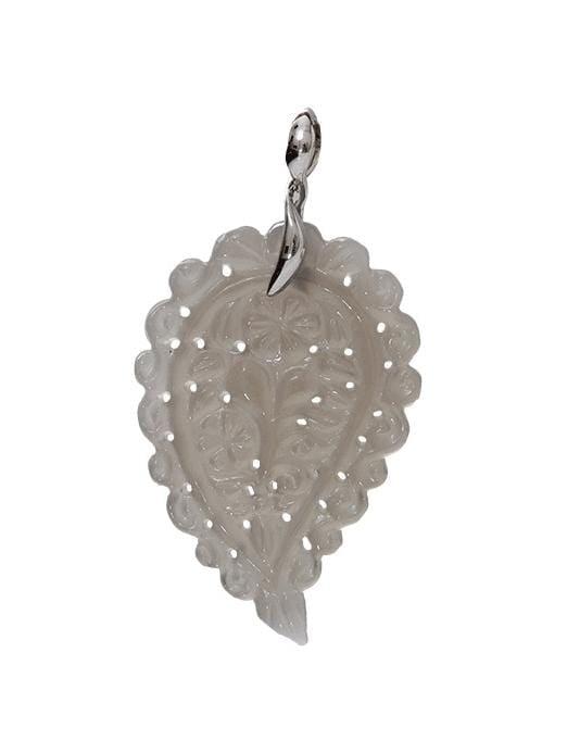 TAMARA COMOLLI-Medium Grey Chalcendony India Pendant-WHITE GOLD