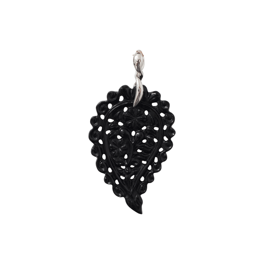 TAMARA COMOLLI-Medium Onyx Carved India Pendant-WHITE GOLD