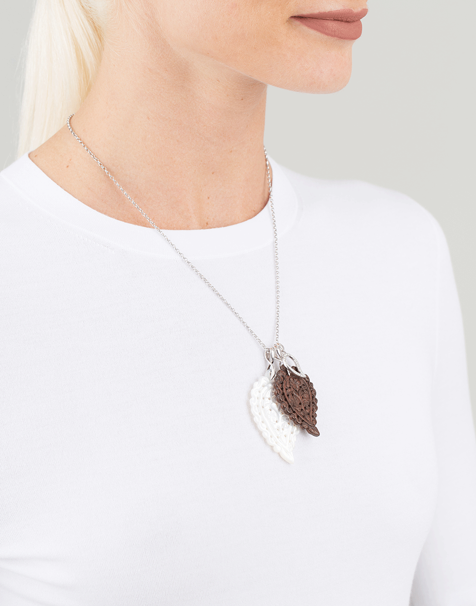 TAMARA COMOLLI-Medium Snake Wood India Pendant-WHITE GOLD