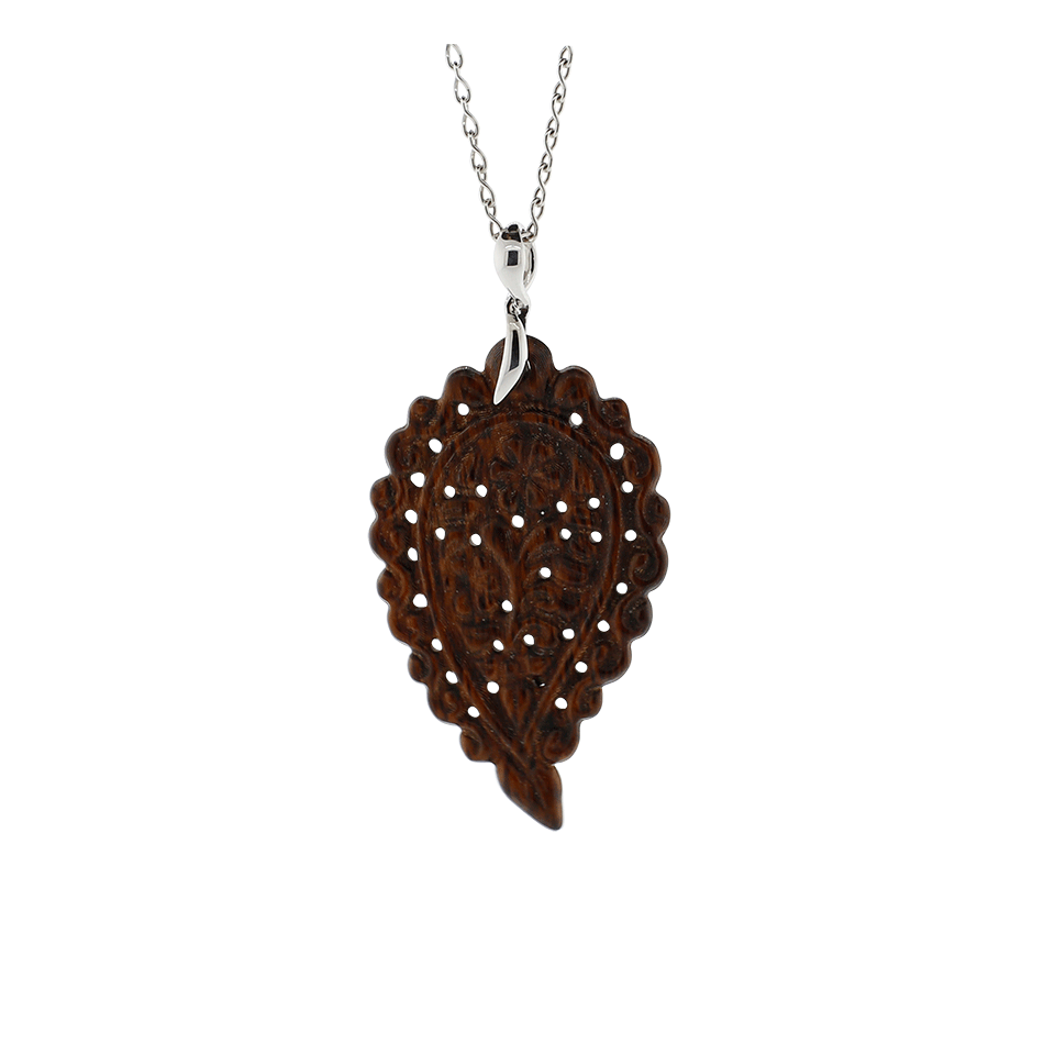 TAMARA COMOLLI-Medium Snake Wood India Pendant-WHITE GOLD