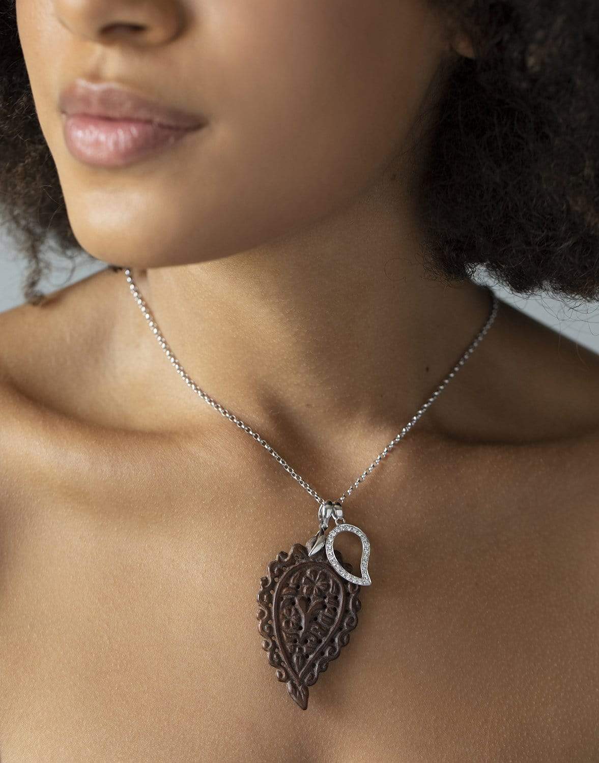 TAMARA COMOLLI-Medium Snakewood India Pendant-WHITE GOLD