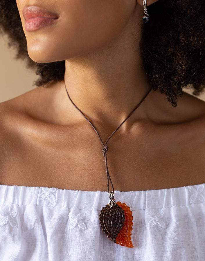 TAMARA COMOLLI-Medium Snakewood India Pendant-WHITE GOLD