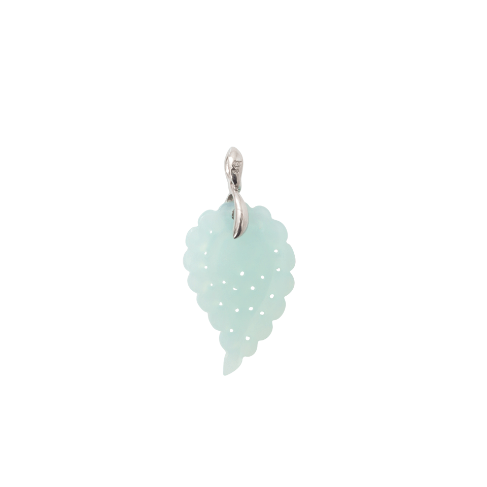 TAMARA COMOLLI-Small Carved Aqua Chalcedony India Pendant-WHITE GOLD