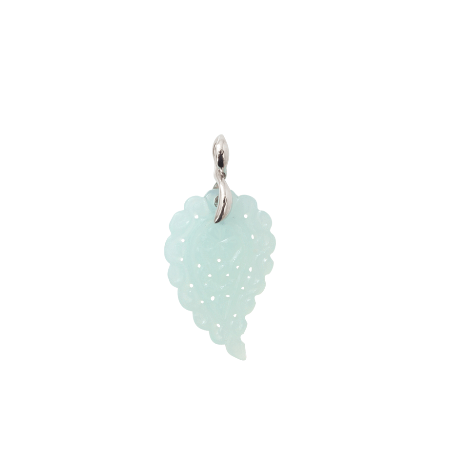 TAMARA COMOLLI-Small Carved Aqua Chalcedony India Pendant-WHITE GOLD