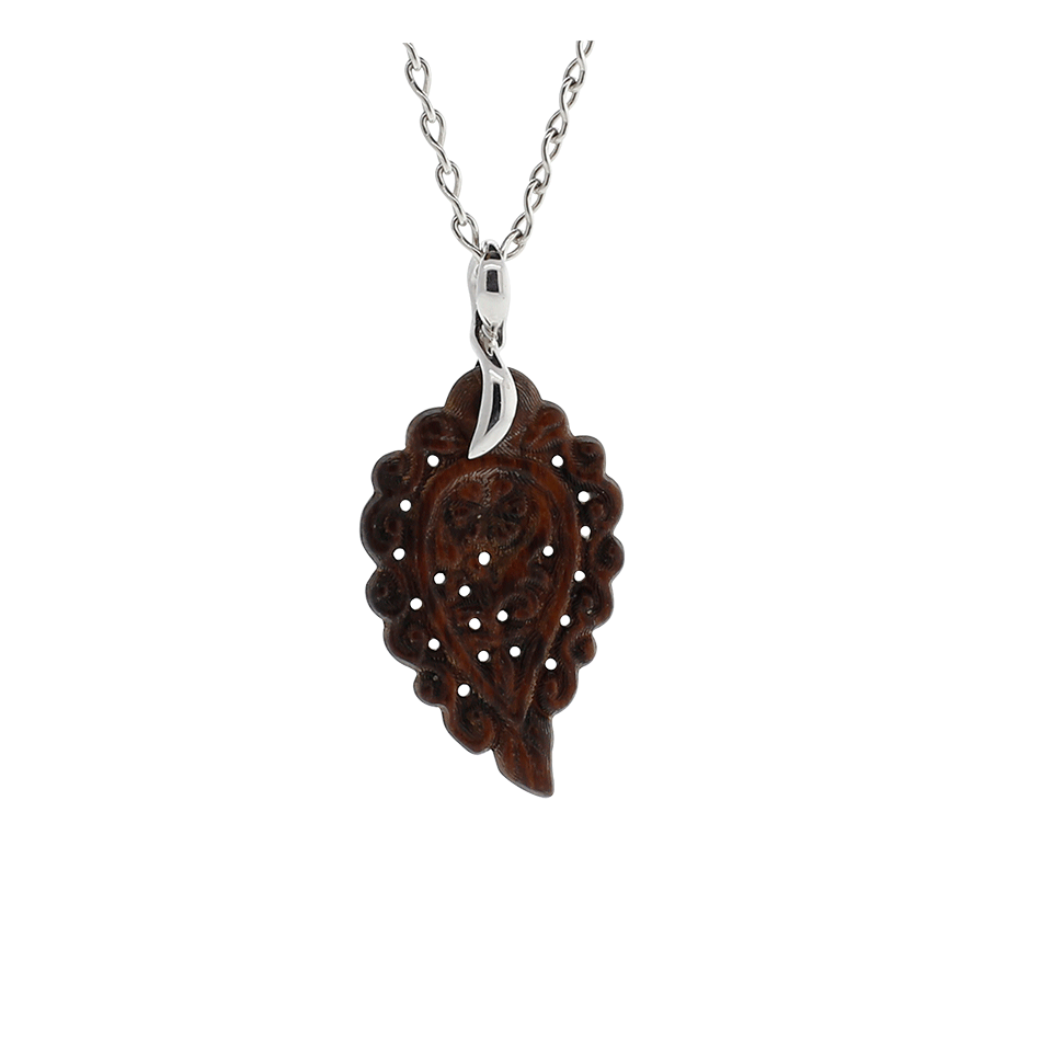 TAMARA COMOLLI-Small Snake Wood India Pendant-WHITE GOLD