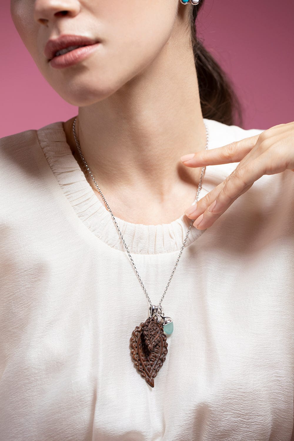 TAMARA COMOLLI-Small Snakewood India White Gold Pendant-WHITE GOLD