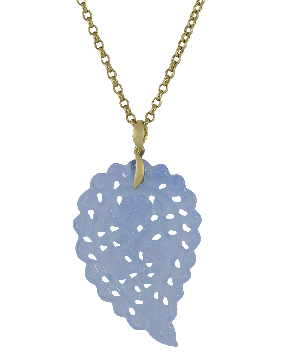 TAMARA COMOLLI-Large Carved Denim Chalcedony India Pendant-YELLOW GOLD