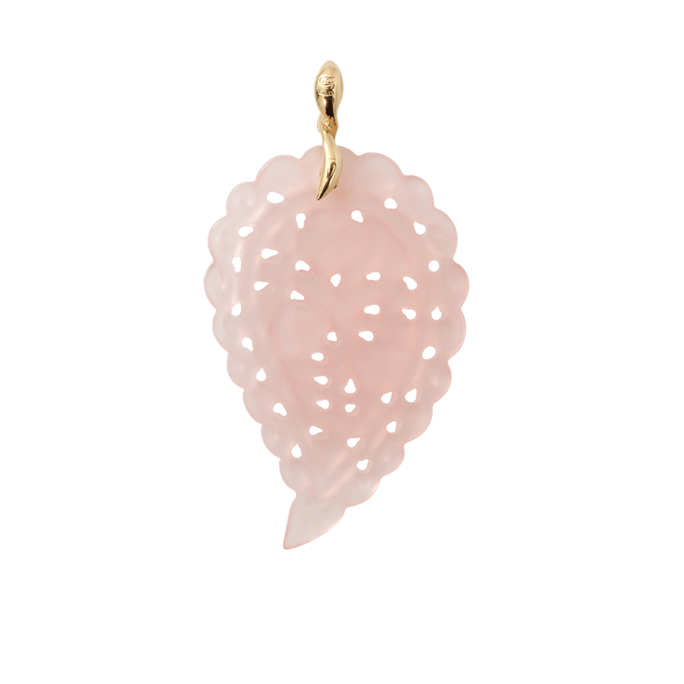 TAMARA COMOLLI-Large Carved Rose Chalcedony India Pendant-YELLOW GOLD