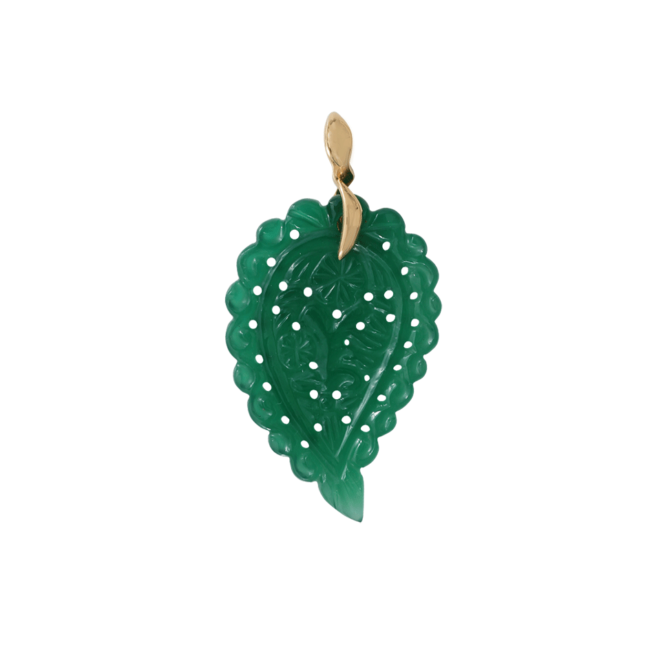 TAMARA COMOLLI-Medium Green Onyx Carved India Pendant-YELLOW GOLD