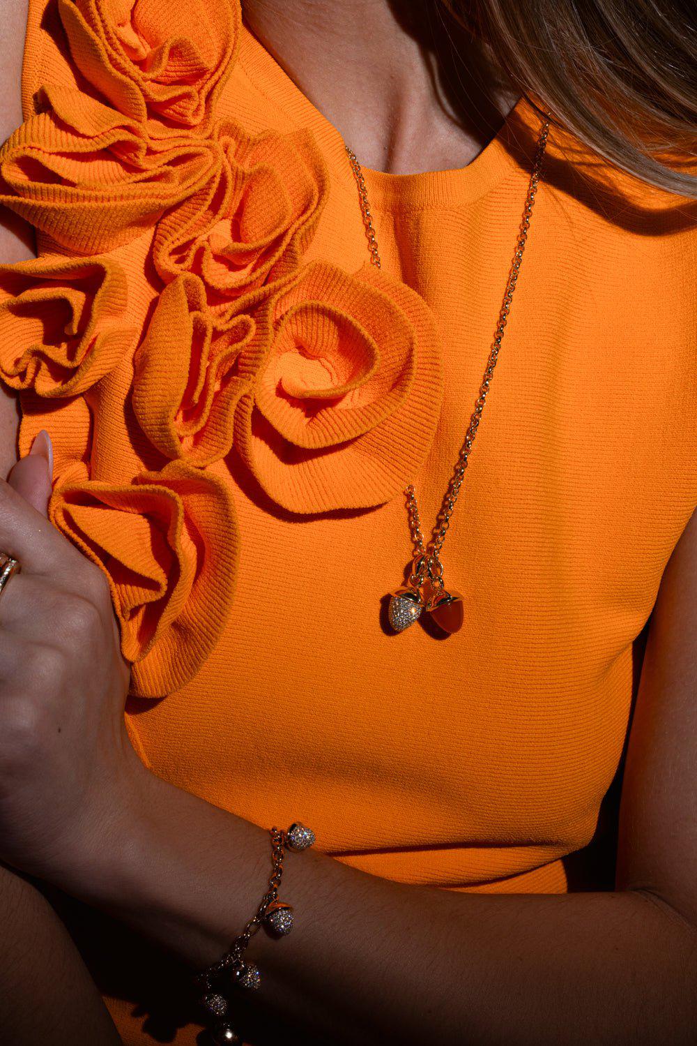 TAMARA COMOLLI-Mikado Carnelian Bouquet Pendant-YELLOW GOLD