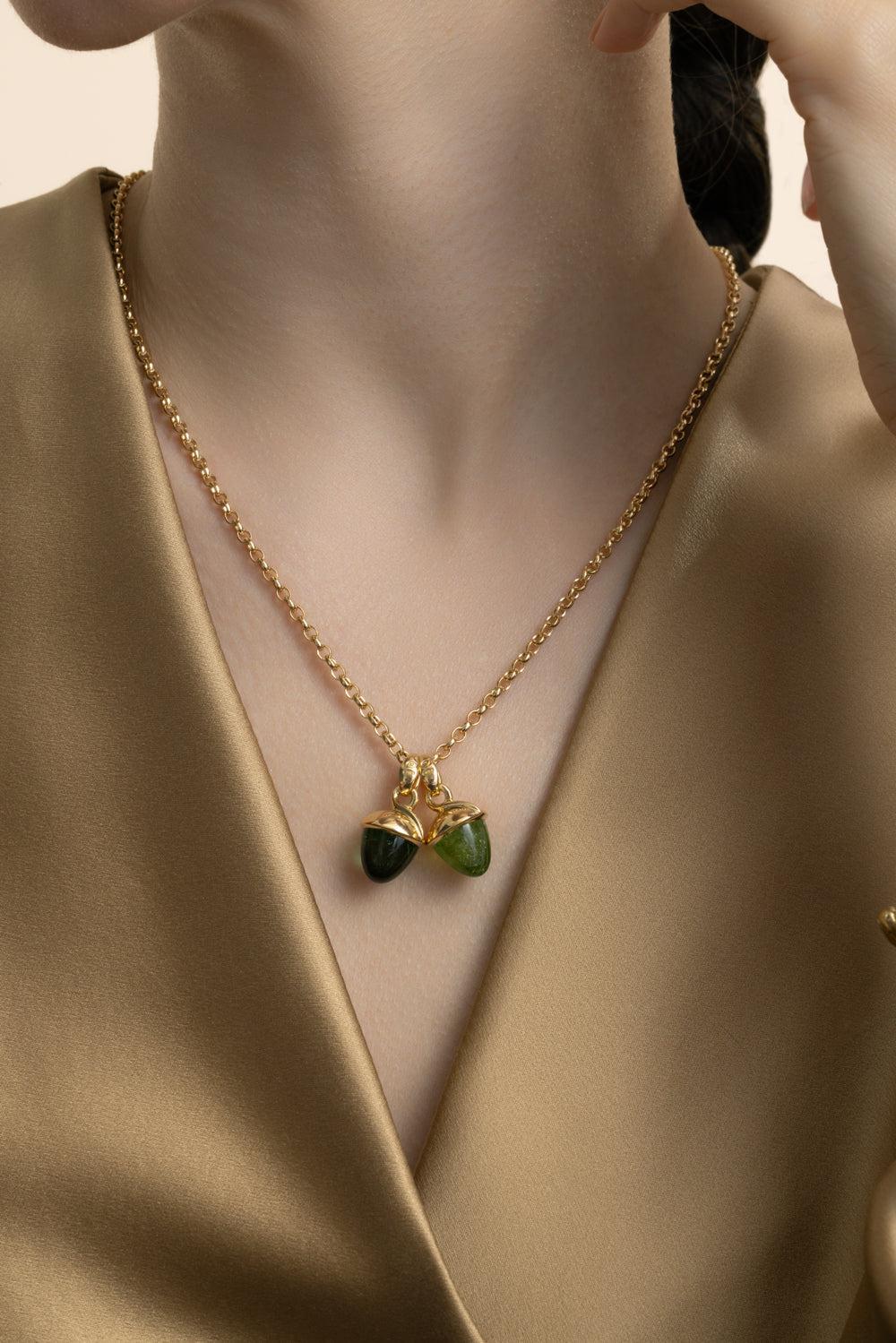 Green tourmaline Mikado Pendant-YELLOW GOLD-JEWELRYFINE JEWELPENDANT-TAMARA COMOLLI