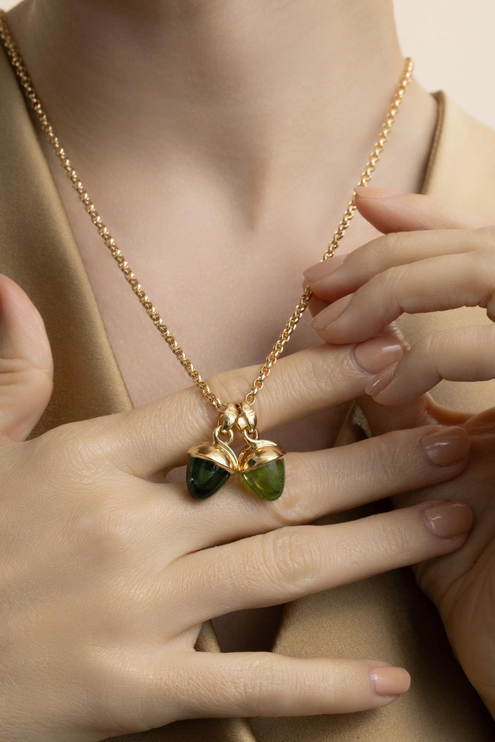 Green tourmaline Mikado Pendant-YELLOW GOLD-JEWELRYFINE JEWELPENDANT-TAMARA COMOLLI