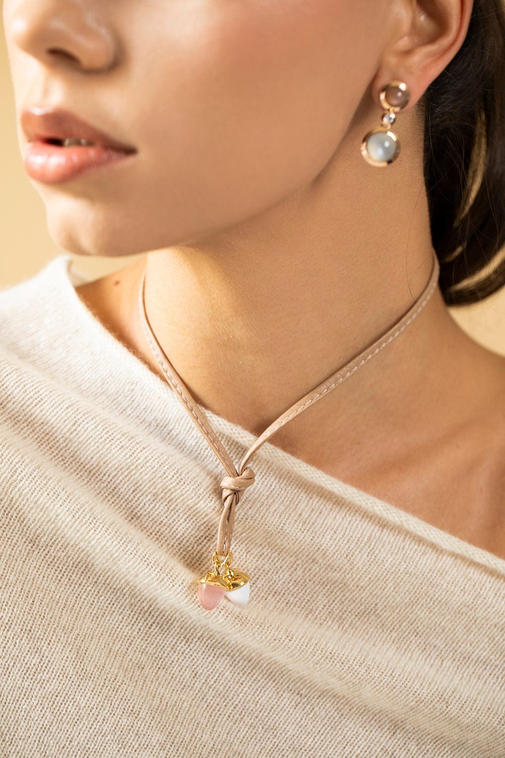 TAMARA COMOLLI-Pink Chalcedony Mikado Bouquet Pendant-YELLOW GOLD