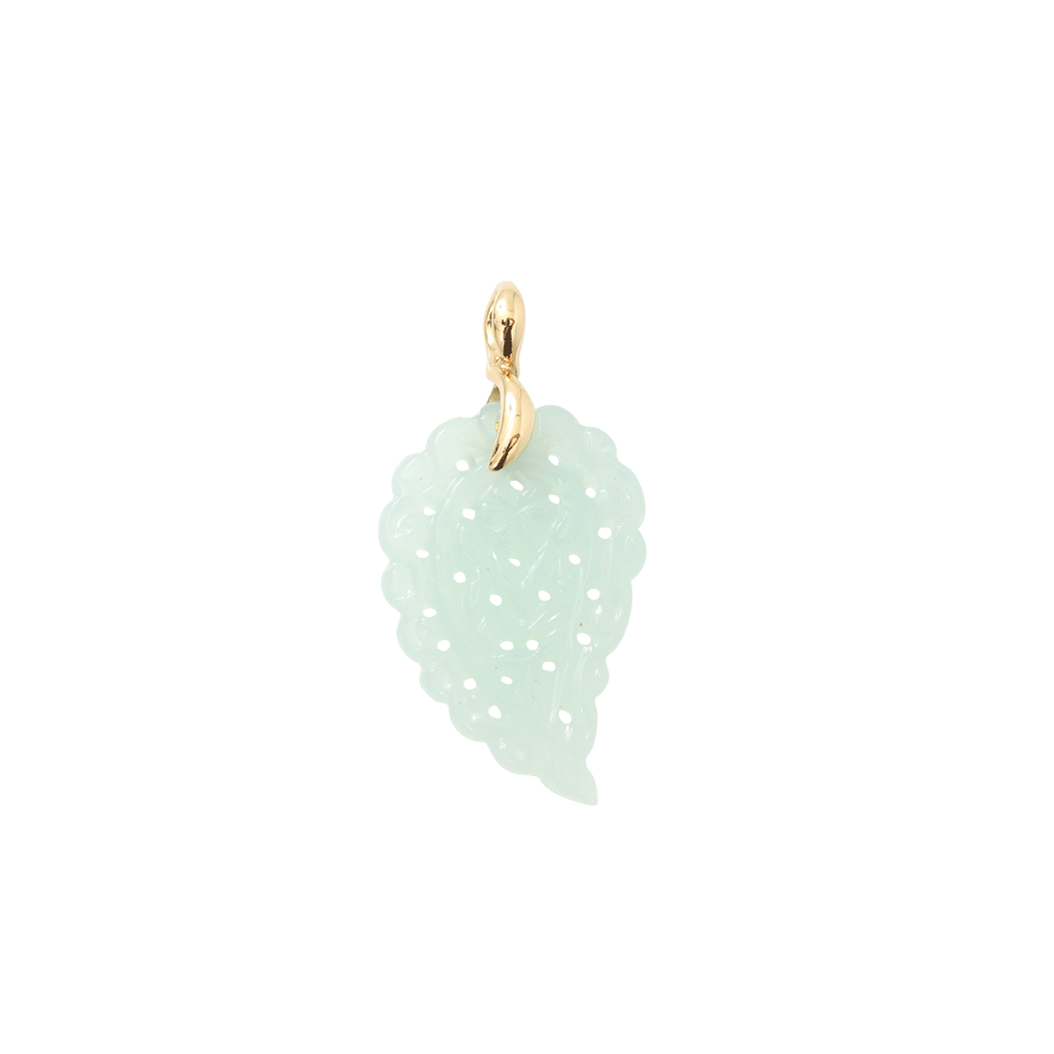 TAMARA COMOLLI-Small Carved Aqua Chalcedony India Pendant-YELLOW GOLD