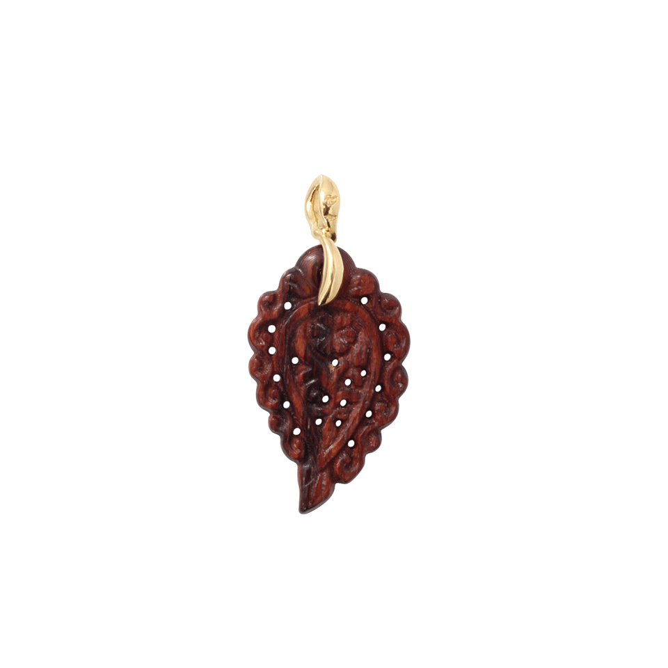 TAMARA COMOLLI-Small Carved Bubinga Wood India Pendant-YELLOW GOLD