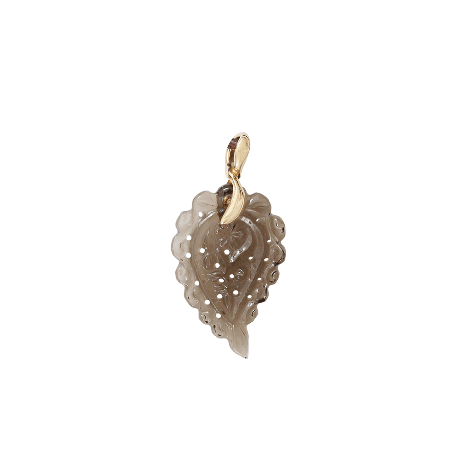 TAMARA COMOLLI-Small Smoky Quartz Carved India Pendant-YELLOW GOLD