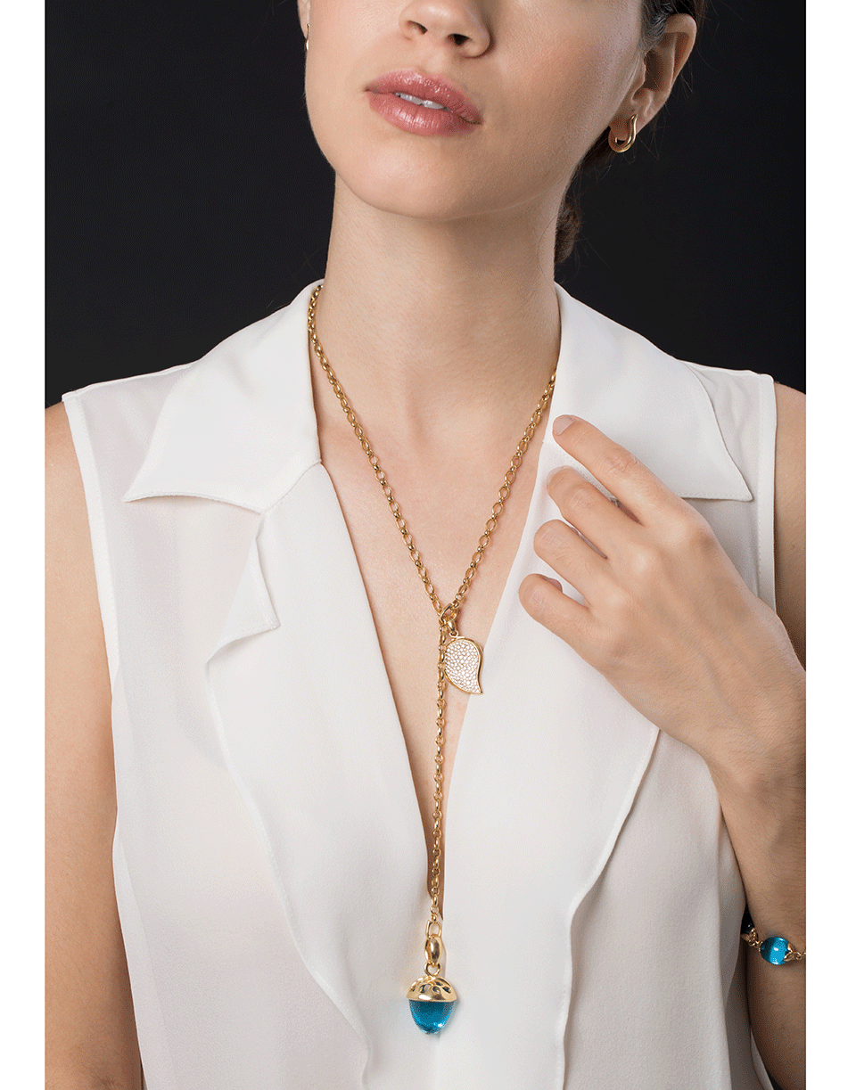 TAMARA COMOLLI-XL Blue Topaz Fairy Mikado Bouquet Pendant-YELLOW GOLD