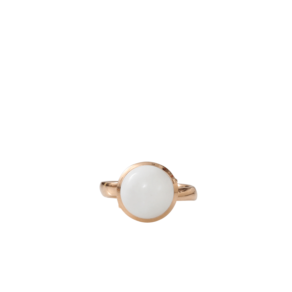 TAMARA COMOLLI-Large Cacholong Bouton Ring-ROSE GOLD