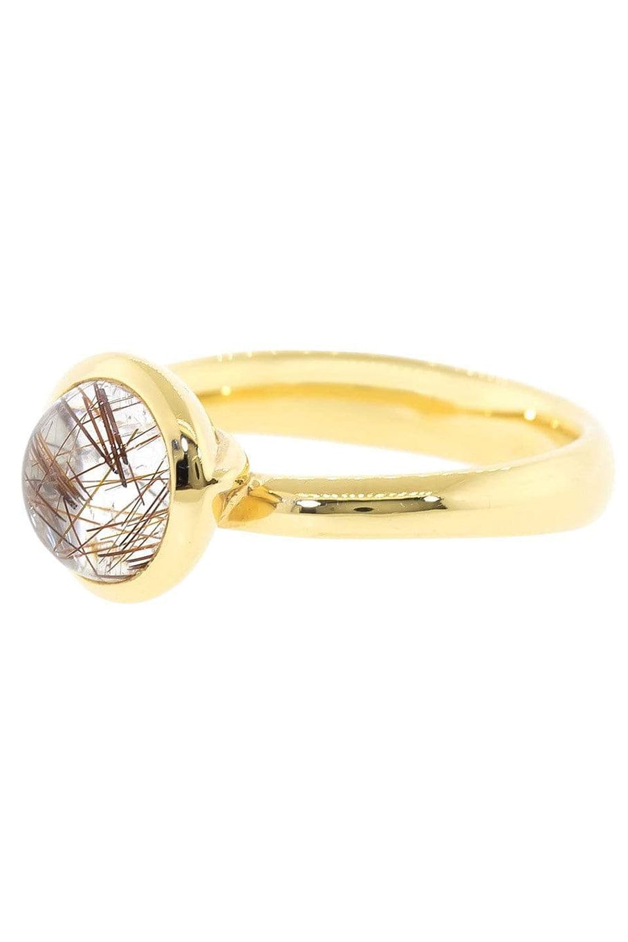 TAMARA COMOLLI-Rutilated Quartz Small Bouton Ring-ROSE GOLD
