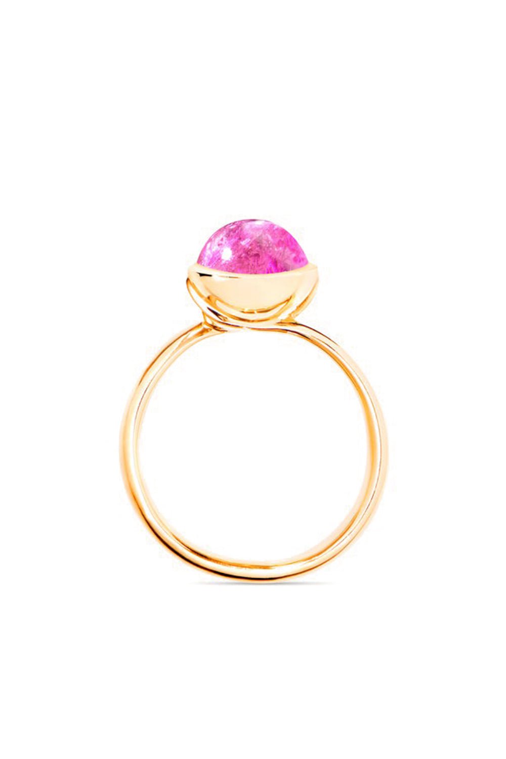 TAMARA COMOLLI-Pink Tourmaline Small Bouton Ring-ROSE GOLD