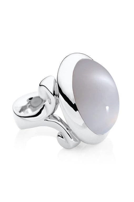 TAMARA COMOLLI-Small Gray Moonstone Hippie Glam Ring-WHITE GOLD