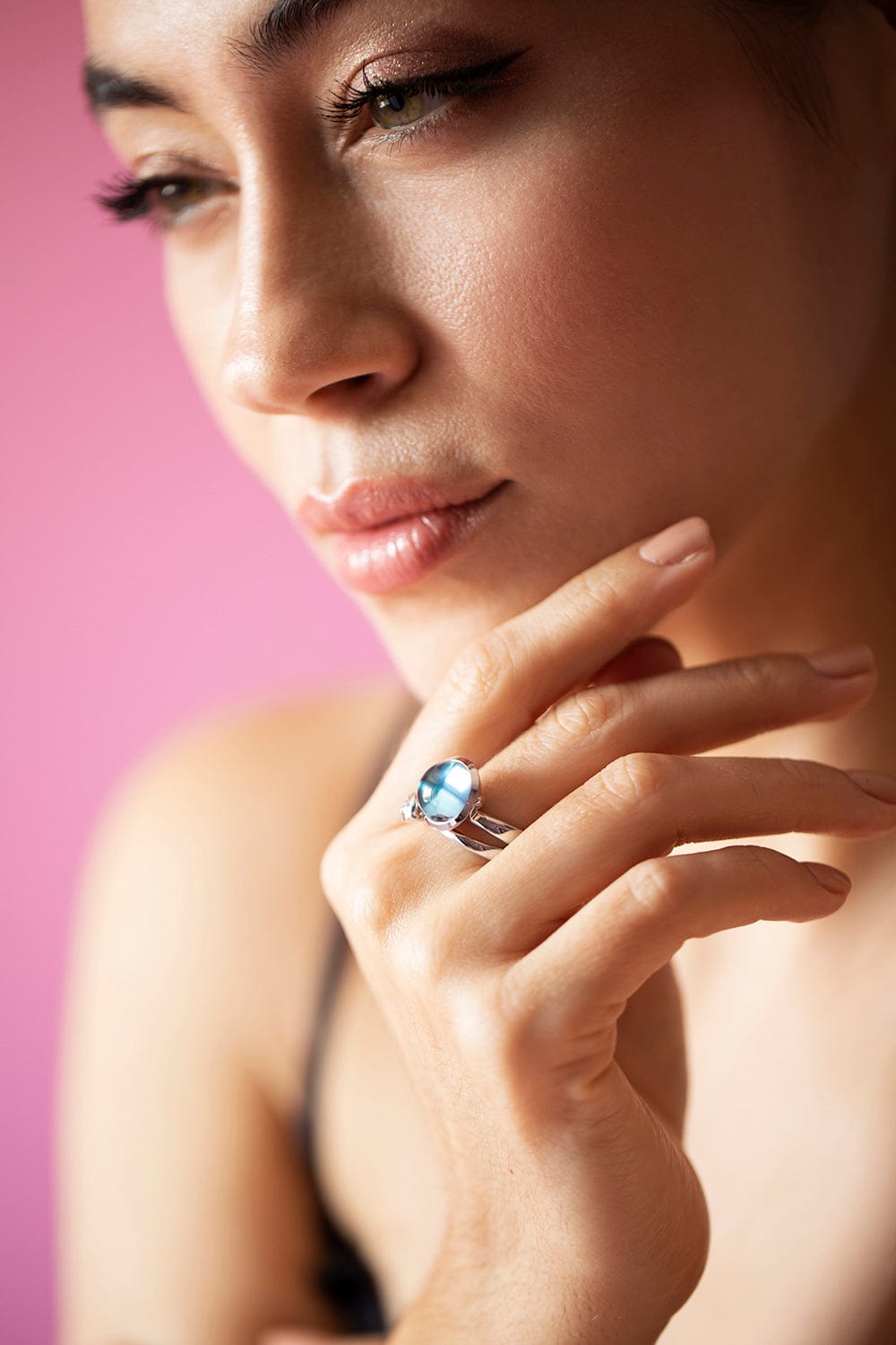 TAMARA COMOLLI-Large Swiss Topaz Bouton Ring-WHITE GOLD