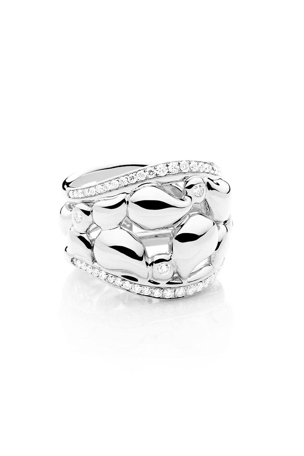TAMARA COMOLLI-Medium Diamond Pave Lace Ring-WHITE GOLD