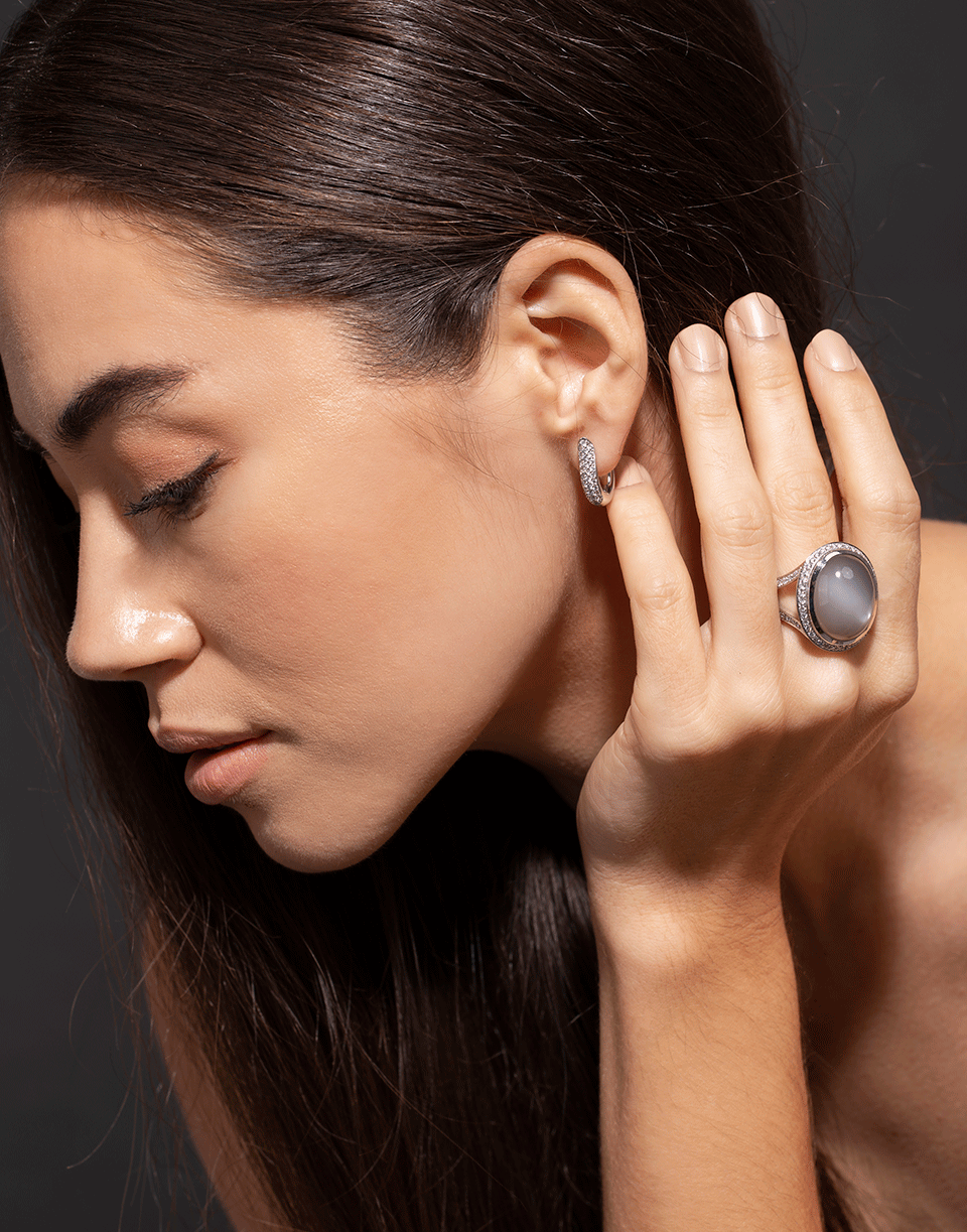 TAMARA COMOLLI-Grey Moonstone And Diamond Ring-WHITE GOLD