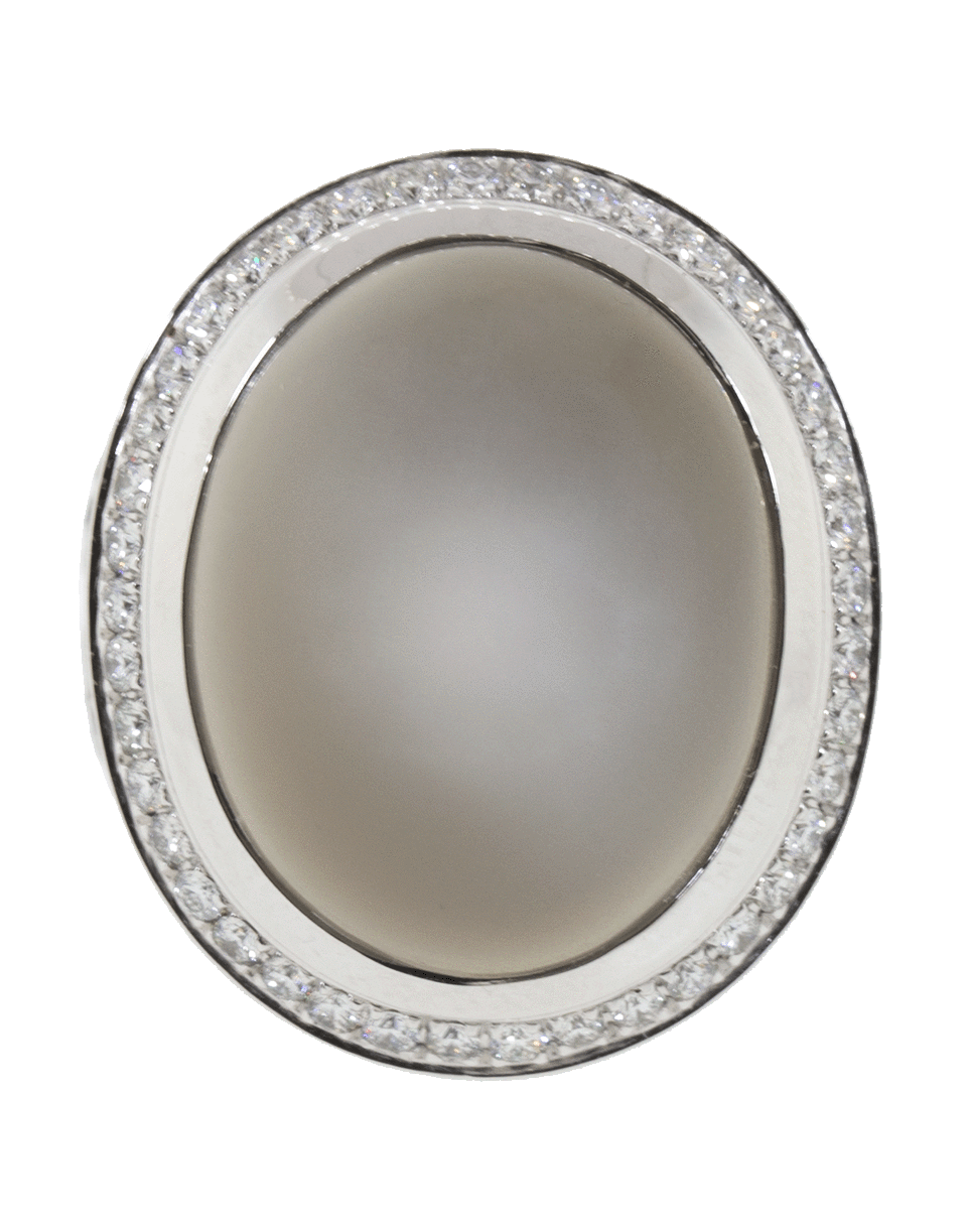 TAMARA COMOLLI-Grey Moonstone And Diamond Ring-WHITE GOLD