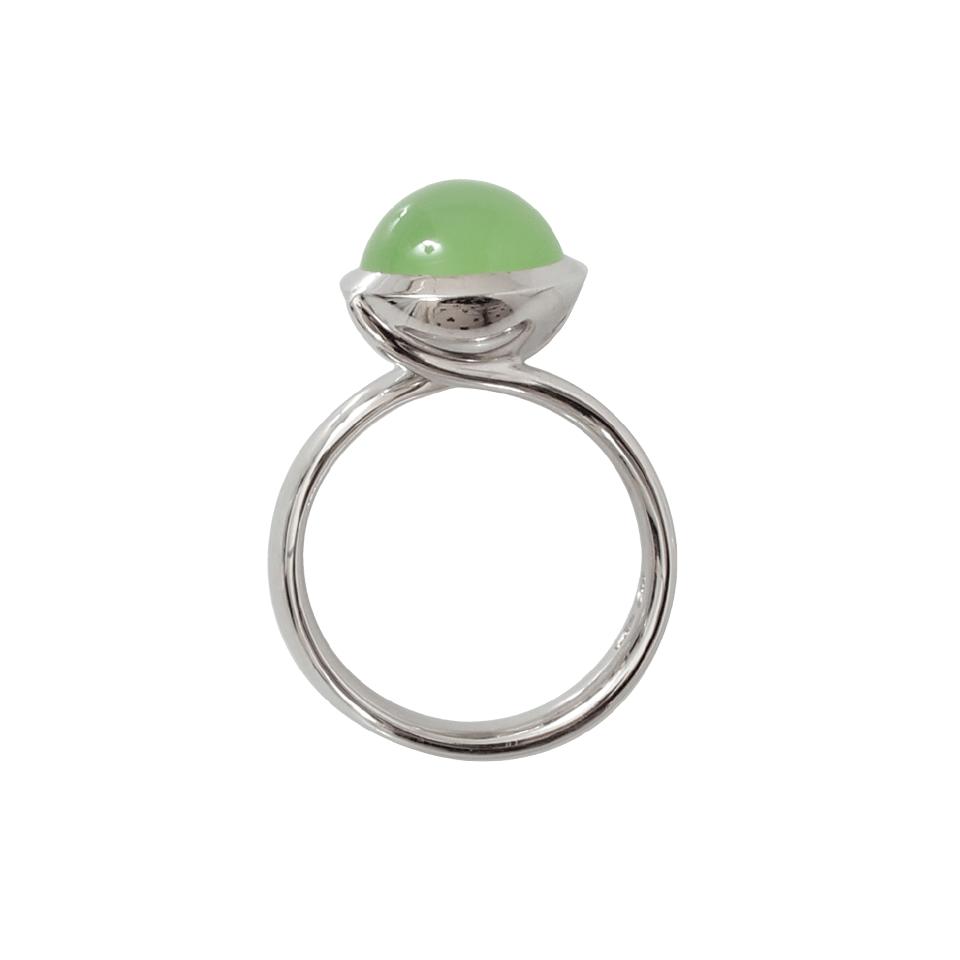 TAMARA COMOLLI-Large Apple Chalcedony Bouton Ring-WHITE GOLD