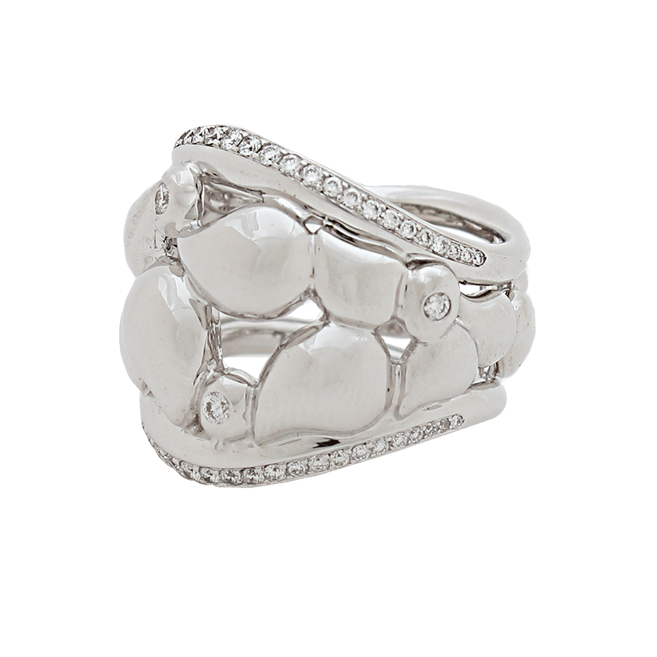 TAMARA COMOLLI-Large Diamond Paveline Lace Ring-WHITE GOLD