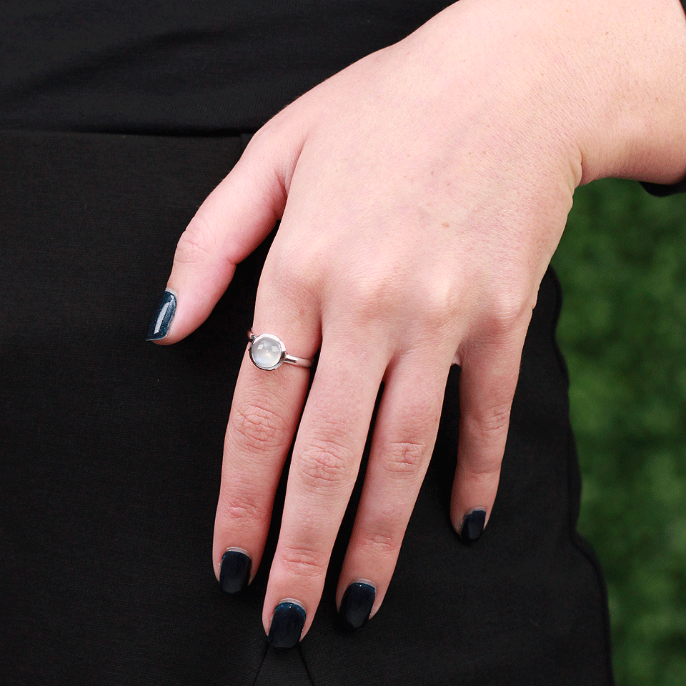 TAMARA COMOLLI-Rainbow Moonstone Small Bouton Ring-WHITE GOLD