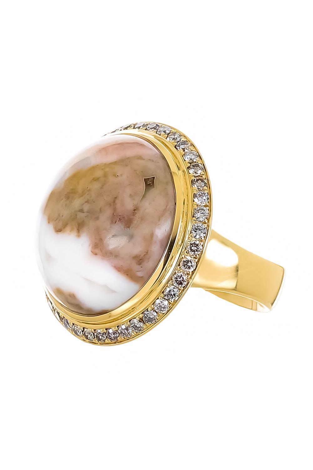 Champagne Diamond Ocean Jasper Small Ring-YELLOW GOLD-6.5-JEWELRYFINE JEWELRING-TAMARA COMOLLI